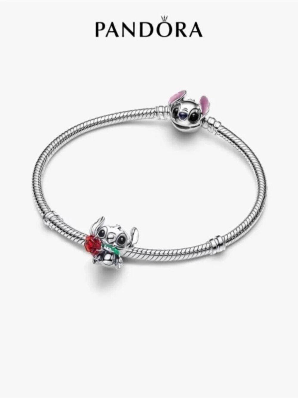 Pandora Disney Stitch Rose Murano Glass Charm